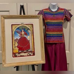 Renee Lener Outlander stripes with gold metallic thread short top